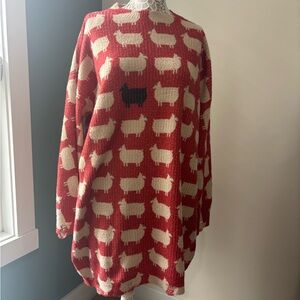 Princess Diana Inspired Red Sheep Pattern Sweater